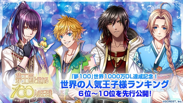 先行公開 夢100 世界1000万dl突破記念 世界の人気王子様ランキング 第6位 第10位はこちら ビーズログ Com